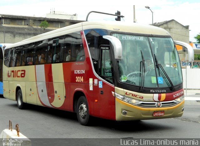 Transportes Única Petrópolis RJ 163.014 na cidade de Rio de Janeiro, Rio de Janeiro, Brasil, por Lucas Lima. Número da foto: #2395860.