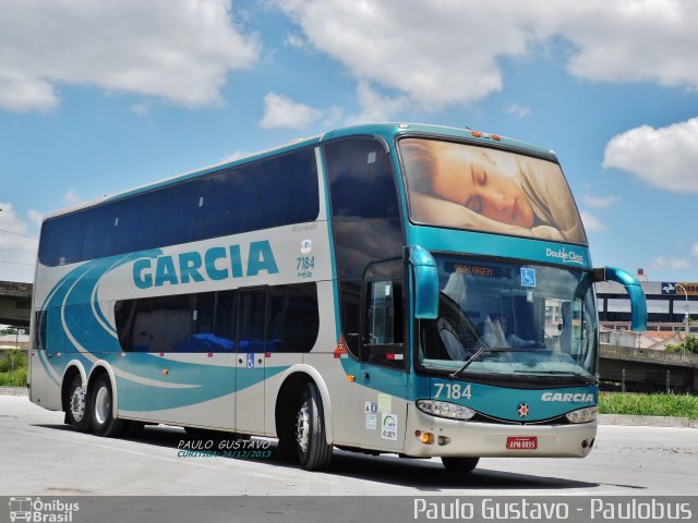 Viação Garcia 7184 na cidade de Curitiba, Paraná, Brasil, por Paulo Gustavo. ID da foto: 2406550.