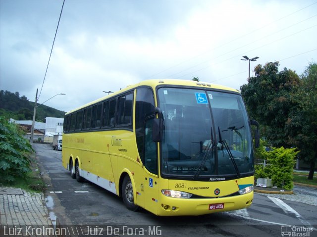 Viação Itapemirim 8081 na cidade de Juiz de Fora, Minas Gerais, Brasil, por Luiz Krolman. ID da foto: 2476933.