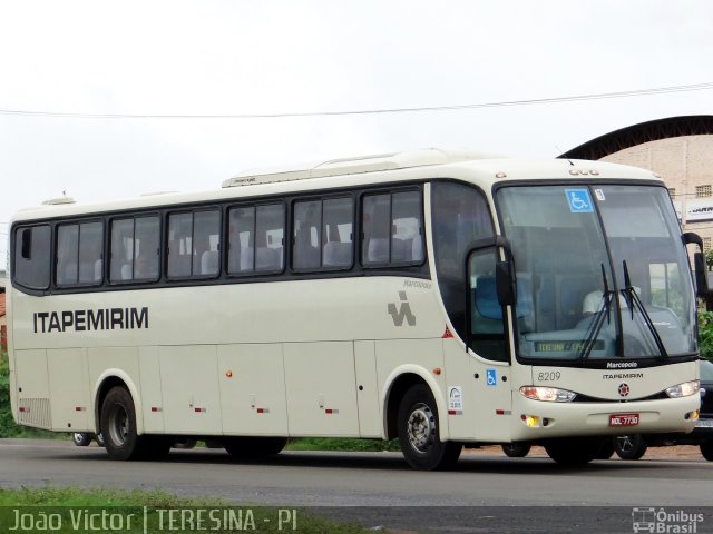 Viação Itapemirim 8209 na cidade de Teresina, Piauí, Brasil, por João Victor. ID da foto: 2478673.