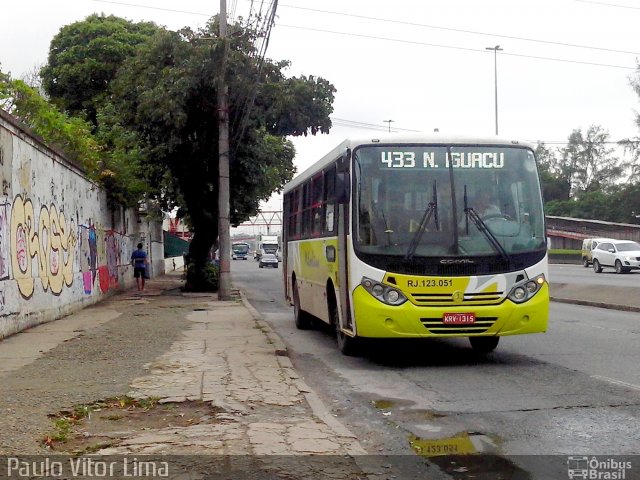 Viação Nilopolitana RJ 123.051 na cidade de Rio de Janeiro, Rio de Janeiro, Brasil, por Paulo Vitor Lima. ID da foto: 2481678.