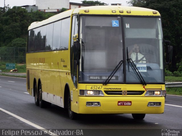 Viação Itapemirim 45247 na cidade de Salvador, Bahia, Brasil, por Felipe Pessoa de Albuquerque. ID da foto: 2491496.