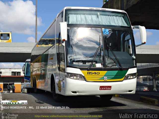 Empresa Gontijo de Transportes 11540 na cidade de Belo Horizonte, Minas Gerais, Brasil, por Valter Francisco. ID da foto: 2497582.