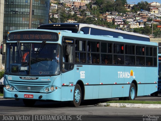 Transol Transportes Coletivos 166 na cidade de Florianópolis, Santa Catarina, Brasil, por João Victor. Número da foto: #2499419.