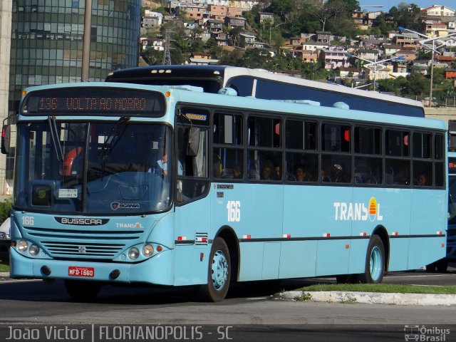 Transol Transportes Coletivos 166 na cidade de Florianópolis, Santa Catarina, Brasil, por João Victor. ID da foto: 2499419.