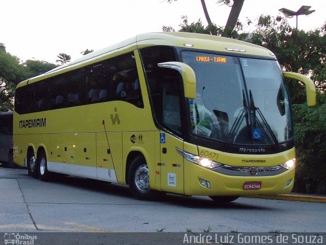 Viação Itapemirim 60671 na cidade de São Paulo, São Paulo, Brasil, por André Luiz Gomes de Souza. ID da foto: 2506398.