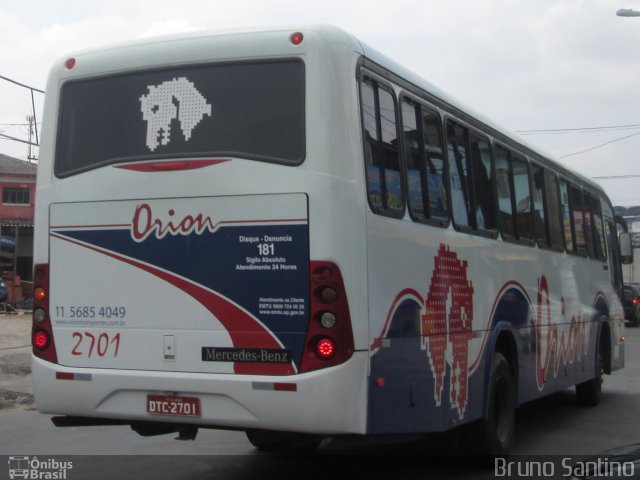 Turismo e Fretamento Orion Transportes 2701 na cidade de Embu das Artes, São Paulo, Brasil, por Bruno Santino. ID da foto: 2458228.