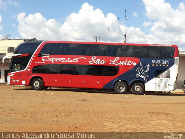 Expresso São Luiz 7670 na cidade de Jataí, Goiás, Brasil, por Carlos Alexsandro Sousa Morais. Número da foto: #2466680.