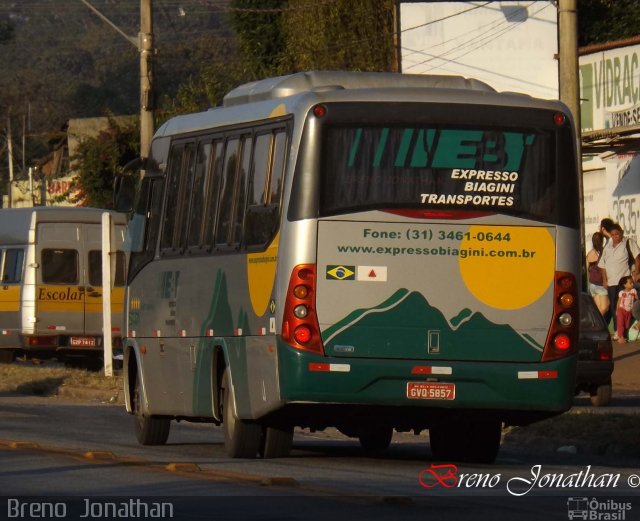 EBT - Expresso Biagini Transportes 5857 na cidade de Mateus Leme, Minas Gerais, Brasil, por Breno  Jonathan. ID da foto: 2531006.