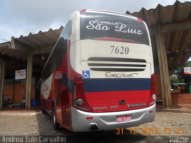 Expresso São Luiz 7620 na cidade de Mineiros, Goiás, Brasil, por Andrea Yule Carvalho. ID da foto: 2535799.