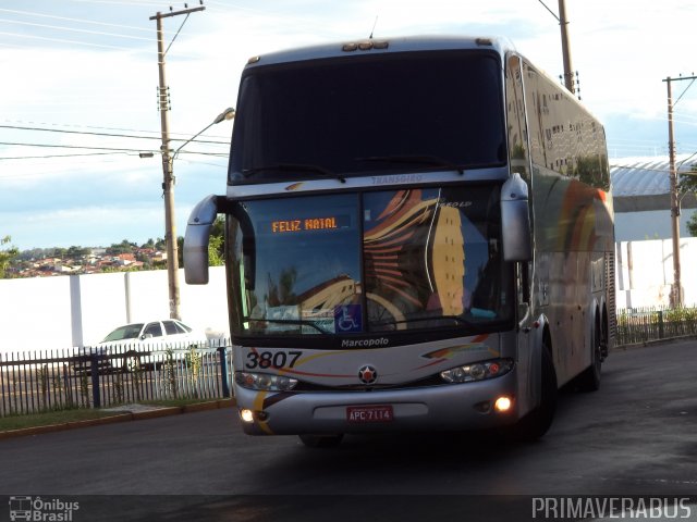 Transgiro Turismo 3807 na cidade de Presidente Prudente, São Paulo, Brasil, por Alexandre Rodrigo. ID da foto: 2534816.