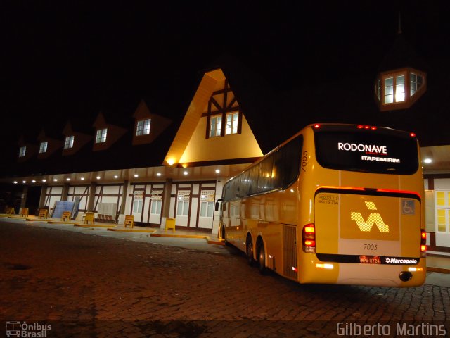 Viação Itapemirim 7005 na cidade de Queluz, São Paulo, Brasil, por Gilberto Martins. ID da foto: 2537699.