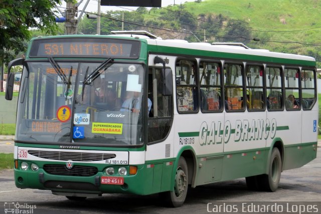 Viação Galo Branco RJ 181.013 na cidade de Niterói, Rio de Janeiro, Brasil, por Carlos Eduardo Lopes. Número da foto: #2538517.