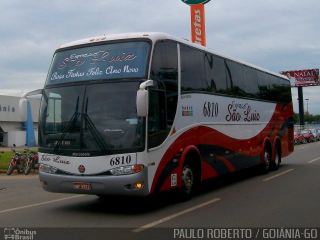 Expresso São Luiz 6810 na cidade de Goiânia, Goiás, Brasil, por Paulo Roberto de Morais Amorim. ID da foto: 2548786.