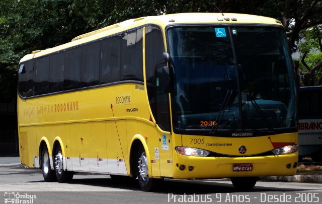 Viação Itapemirim 7005 na cidade de Vitória, Espírito Santo, Brasil, por Cristiano Soares da Silva. ID da foto: 2556986.