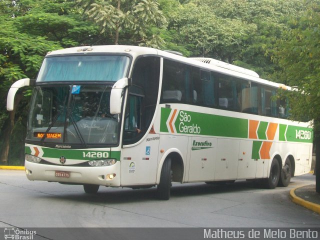 Cia. São Geraldo de Viação 14280 na cidade de São Paulo, São Paulo, Brasil, por Matheus de Melo Bento. ID da foto: 2513790.