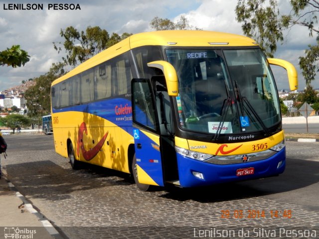 Coletivo Transportes 3505 na cidade de Caruaru, Pernambuco, Brasil, por Lenilson da Silva Pessoa. Número da foto: #2518081.