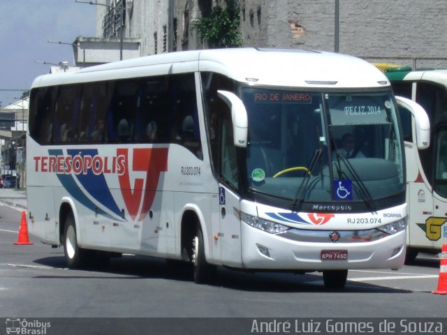 Viação Teresópolis RJ 203.074 na cidade de Rio de Janeiro, Rio de Janeiro, Brasil, por André Luiz Gomes de Souza. Número da foto: #2524411.