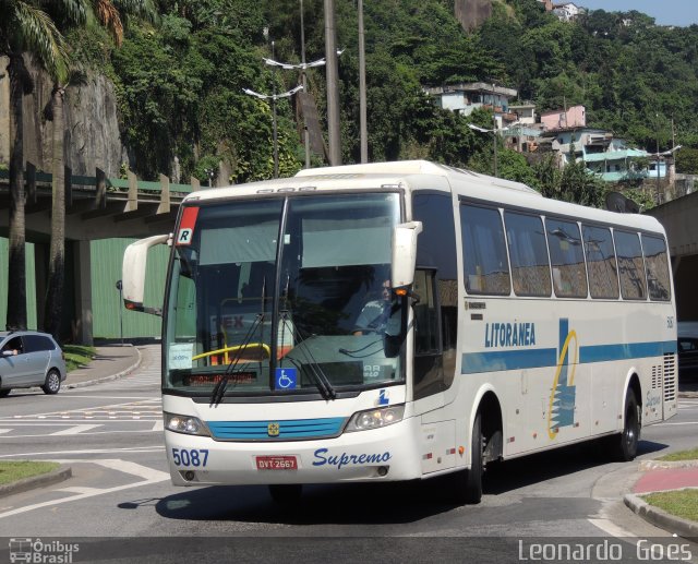 Litorânea Transportes Coletivos 5087 na cidade de Santos, São Paulo, Brasil, por Leonardo  Goes. ID da foto: 2590034.