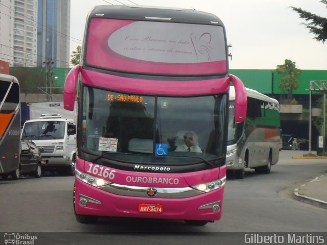 Viação Ouro Branco 16166 na cidade de São Paulo, São Paulo, Brasil, por Gilberto Martins. Número da foto: #2596454.