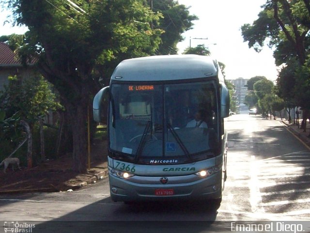 Viação Garcia 7366 na cidade de Apucarana, Paraná, Brasil, por Emanoel Diego.. Número da foto: #2600491.