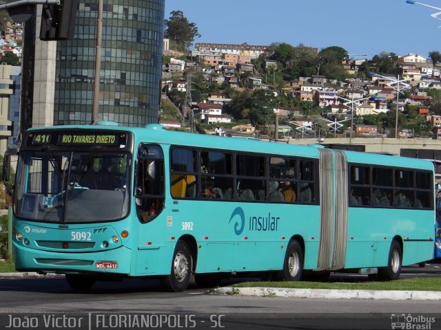 Insular Transportes Coletivos 5092 na cidade de Florianópolis, Santa Catarina, Brasil, por João Victor. ID da foto: 2607569.