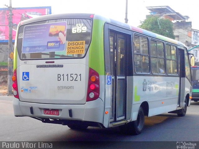 Viação Vila Real B11521 na cidade de Rio de Janeiro, Rio de Janeiro, Brasil, por Paulo Vitor Lima. Número da foto: #2607650.