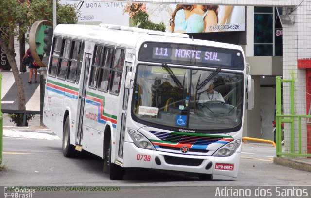 Transnacional Transp. de Passageiros 0738 na cidade de Campina Grande, Paraíba, Brasil, por Adriano dos Santos. Número da foto: #2571199.