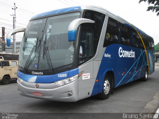 Viação Cometa 10203 na cidade de São Paulo, São Paulo, Brasil, por Bruno Santino. ID da foto: 2577852.