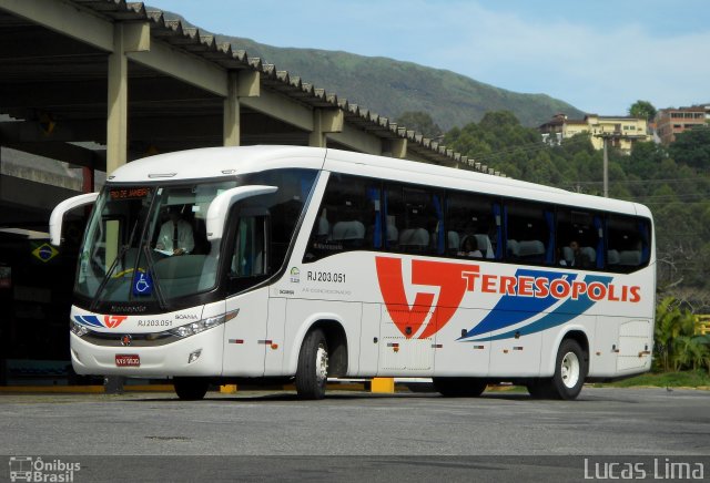 Viação Teresópolis RJ 203.051 na cidade de Teresópolis, Rio de Janeiro, Brasil, por Lucas Lima. ID da foto: 2577237.