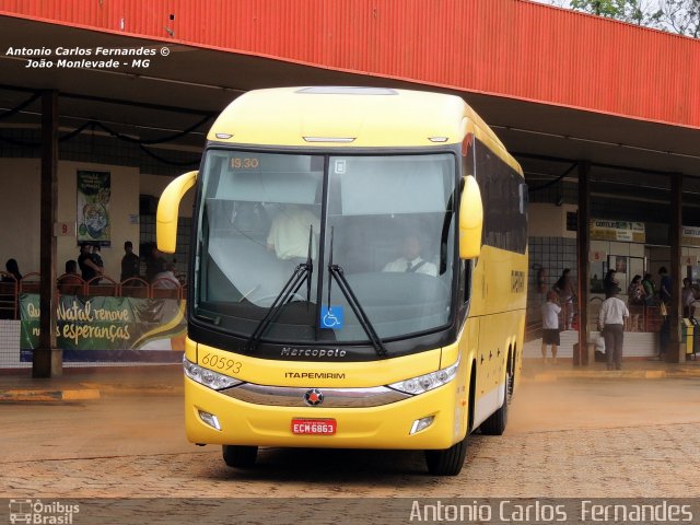 Viação Itapemirim 60593 na cidade de João Monlevade, Minas Gerais, Brasil, por Antonio Carlos Fernandes. ID da foto: 2579408.