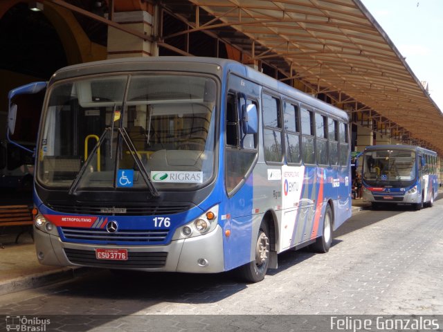 Rigras Transporte Coletivo e Turismo 176 na cidade de Ribeirão Pires, São Paulo, Brasil, por Felipe Gonzales. ID da foto: 2647991.