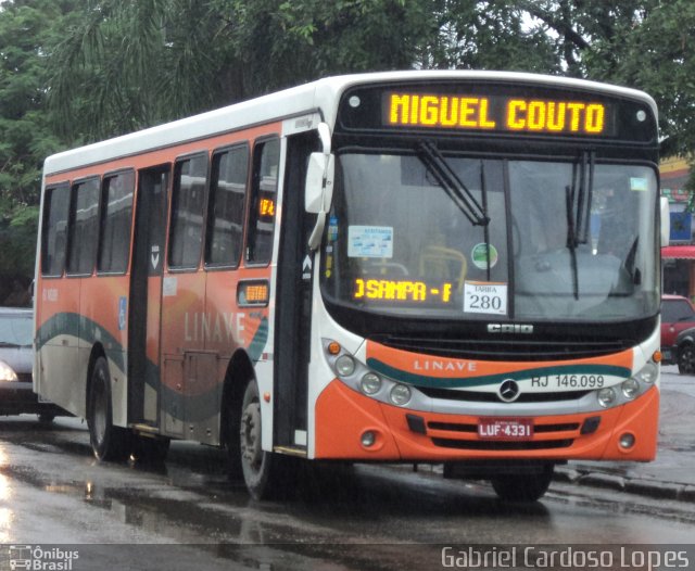 Linave Transportes RJ 146.099 na cidade de Nova Iguaçu, Rio de Janeiro, Brasil, por Gabriel Cardoso Lopes. ID da foto: 2654366.