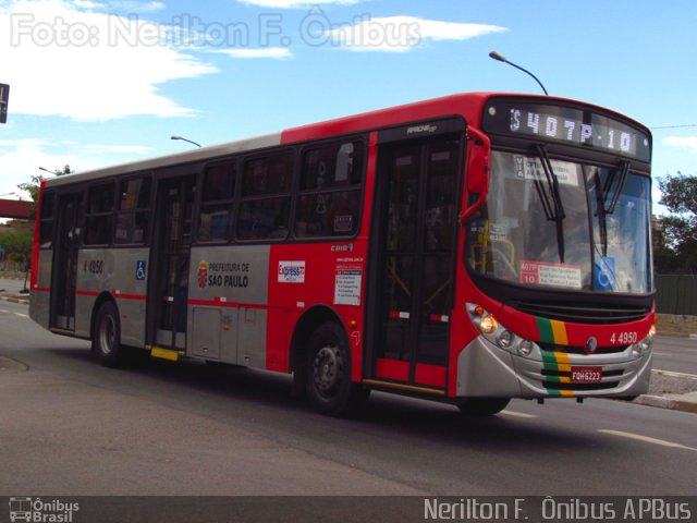 Express Transportes Urbanos Ltda 4 4950 na cidade de São Paulo, São Paulo, Brasil, por Nerilton F.  ônibus. ID da foto: 2657162.