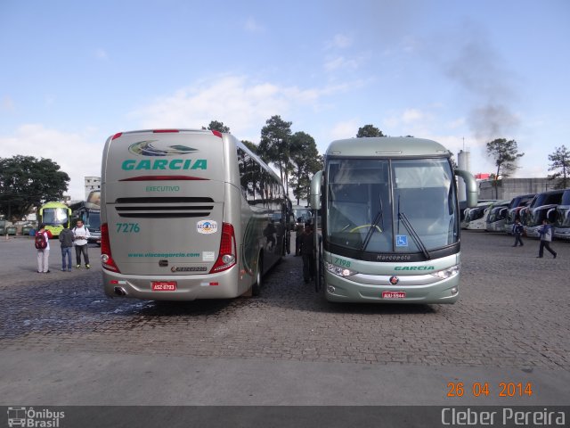 Viação Garcia 7276 na cidade de Curitiba, Paraná, Brasil, por Cleber Luiz Pereira. ID da foto: 2661426.