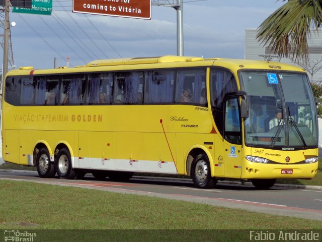 Viação Itapemirim 5867 na cidade de Vitória, Espírito Santo, Brasil, por Fábio Andrade. ID da foto: 2671149.