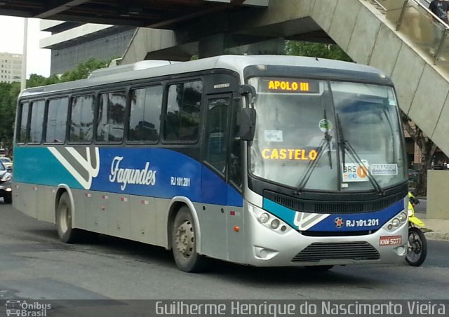 Auto Ônibus Fagundes RJ 101.201 na cidade de Rio de Janeiro, Rio de Janeiro, Brasil, por Guilherme Henrique do Nascimento Vieira. ID da foto: 2671202.
