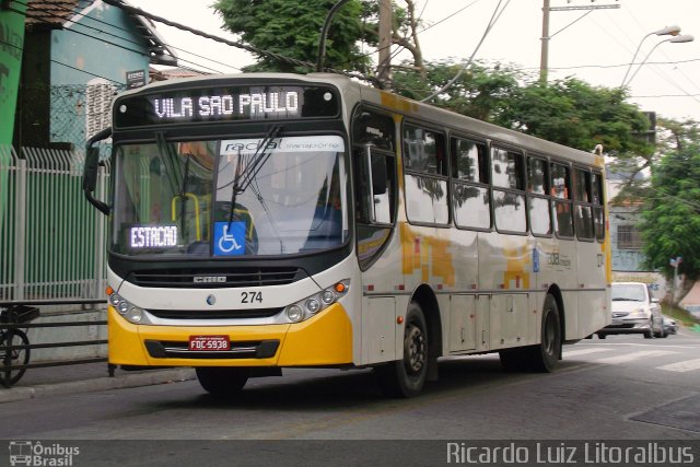 Radial Transporte Coletivo 274 na cidade de Ferraz de Vasconcelos, São Paulo, Brasil, por Ricardo Luiz. ID da foto: 2624768.