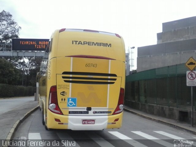 Viação Itapemirim 60743 na cidade de São Paulo, São Paulo, Brasil, por Luciano Ferreira da Silva. ID da foto: 2678268.