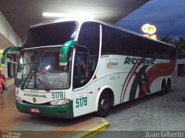 Empresa de Transportes Andorinha 5178 na cidade de Guaratinguetá, São Paulo, Brasil, por Joao Gilberto. ID da foto: 2677138.