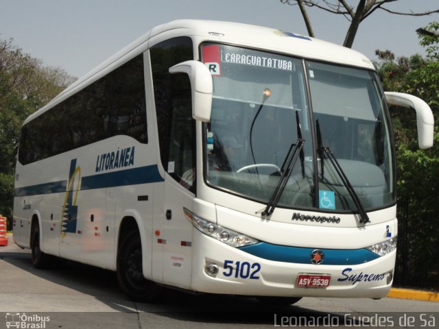 Litorânea Transportes Coletivos 5102 na cidade de São Paulo, São Paulo, Brasil, por Leonardo Guedes de Sá. ID da foto: 2680356.