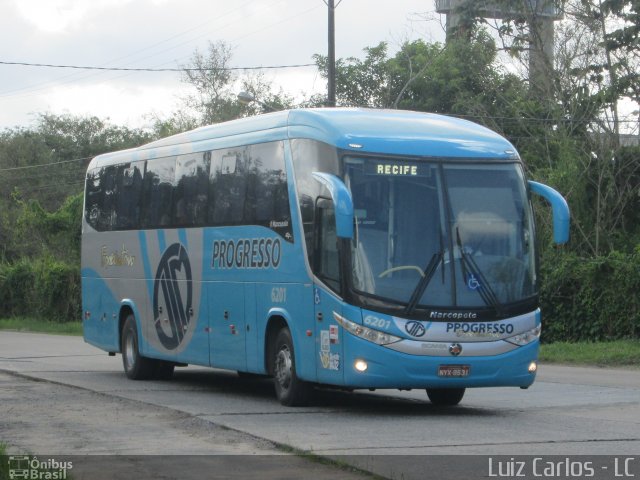 Auto Viação Progresso 6201 na cidade de Recife, Pernambuco, Brasil, por Luiz Carlos de Santana. ID da foto: 2629370.