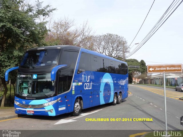 Tour Azul Transportes e Locações 1312 na cidade de Curitiba, Paraná, Brasil, por Paulo Roberto Chulis. Número da foto: #2630219.