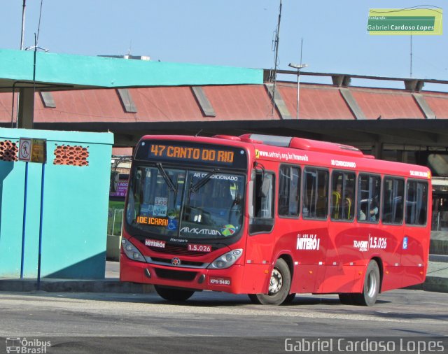 Viação Araçatuba 1.5.026 na cidade de Niterói, Rio de Janeiro, Brasil, por Gabriel Cardoso Lopes. ID da foto: 2703879.