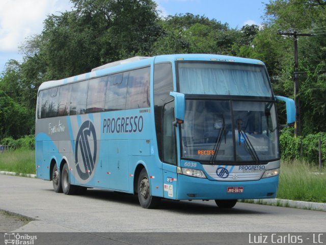 Auto Viação Progresso 6038 na cidade de Recife, Pernambuco, Brasil, por Luiz Carlos de Santana. Número da foto: #2704965.