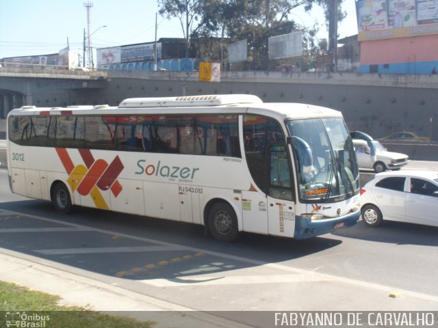 Solazer Transportes e Turismo 3012 na cidade de Nova Iguaçu, Rio de Janeiro, Brasil, por Fabiano Magalhaes. ID da foto: 2710067.