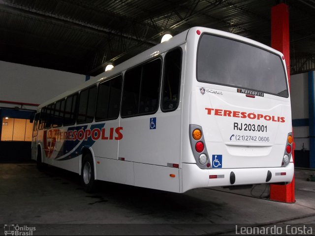 Viação Teresópolis RJ 203.001 na cidade de Teresópolis, Rio de Janeiro, Brasil, por Leonardo Costa. ID da foto: 2709544.