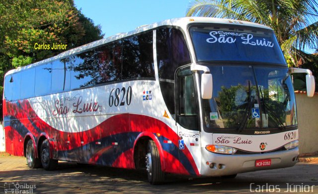 Expresso São Luiz 6820 na cidade de Indiara, Goiás, Brasil, por Carlos Júnior. ID da foto: 2723467.