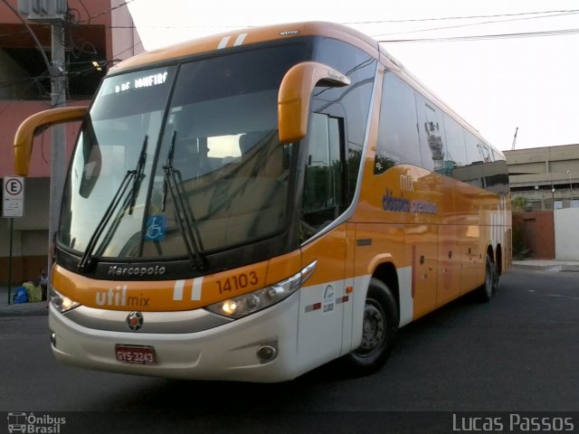 UTIL - União Transporte Interestadual de Luxo 14103 na cidade de Rio de Janeiro, Rio de Janeiro, Brasil, por Lucas Passos. Número da foto: #2723666.