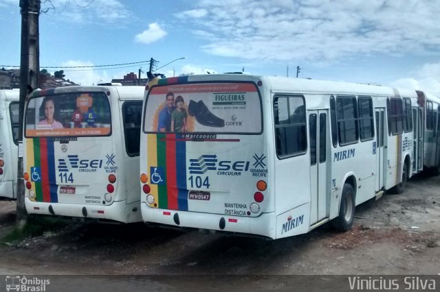 Viação Mirim 104 na cidade de Recife, Pernambuco, Brasil, por Vinicius Silva. ID da foto: 2723939.